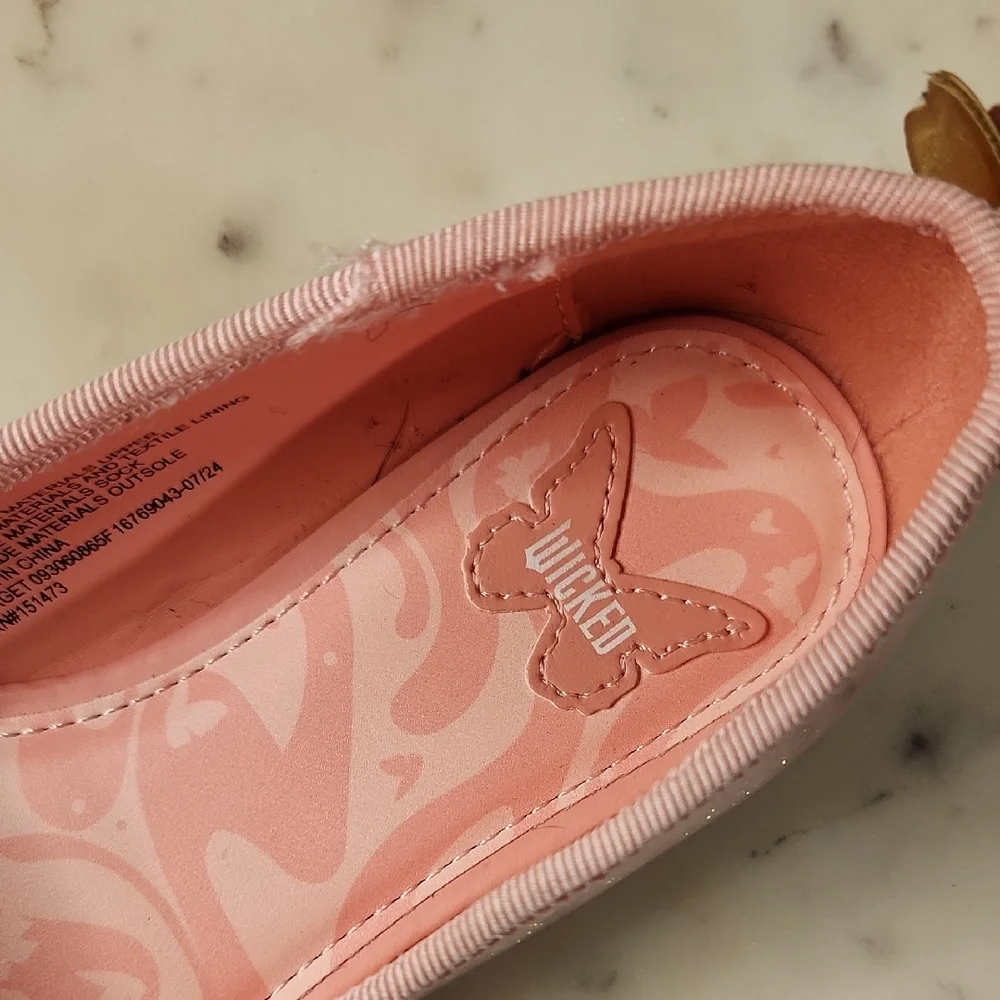 Ground Up Wicked Glinda Inspired Ballet Flats Pink Sz12